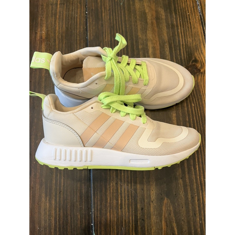 adidas Kids' Beige and Neon Green Athletic Sneakers